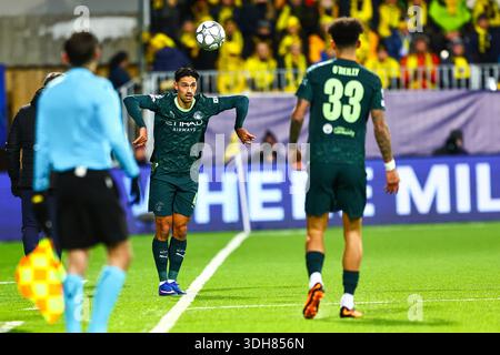 Bodø 20260120. Phil Foden e Nico o'Reilly nella partita di Champions League tra Bodø/Glimt e Manchester City all'Aspmyra Stadium. Foto: Tappetini Torbergsen / NTB questo testo è tradotto automaticamente Foto Stock