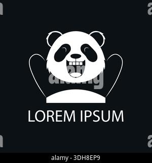 design con logo panda in bianco e nero. Illustrazione Vettoriale