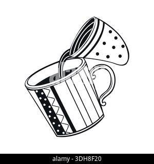 Illustrazione vettoriale della tazza di caffè isolata su sfondo bianco. Illustrazione Vettoriale