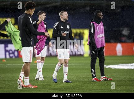 VILLARREAL - (l-r) Aaron Bouwman dell'AFC Ajax, Youri Baas dell'AFC Ajax, Davy Klaassen dell'AFC Ajax e Jorthy Mokio dell'AFC Ajax prima della partita di UEFA Champions League tra Villarreal CF e AFC Ajax all'Estadio de la Cerámic il 20 gennaio 2026, a Villarreal, Spagna. BAS CZERWINSKI/ANP Foto Stock