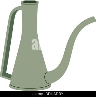 Illustrazione minima di una bomboletta da irrigazione verde con beccuccio e manico lunghi Illustrazione Vettoriale