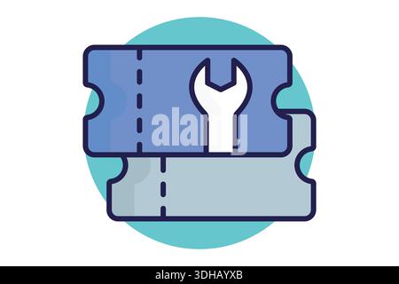 Icona ticket di assistenza. Stile icona colorata. Icona relativa al supporto IT. Illustrazione vettoriale degli elementi tecnologici Illustrazione Vettoriale