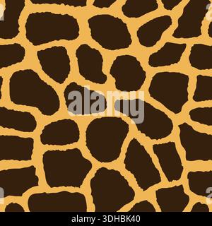 Motivo senza cuciture per pelliccia di giraffa. Sfondo a righe di animali per tessuti o tessuti per indumenti. Design ripetibile disegnato a mano. Illustrazione Vettoriale