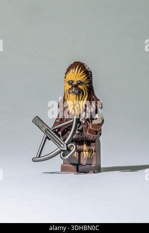 LEGO Star Wars Minifigure Chewbacca the Wookiee con balestra Foto Stock
