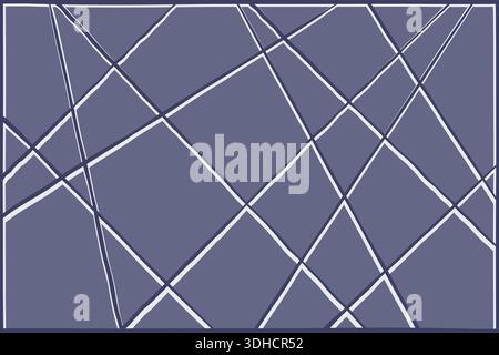 Linea astratta casuale, banner grafico geometrico, sfondo lineare monocromatico blu. Modello lineare di linee di schizzo caotiche. Design vettoriale moderno Illustrazione Vettoriale