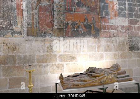 Città di Tarragona, cattedrale di Santa Tecla (romanico e gotico, XII-XIV secolo). Cappella di Santa Elena con pittura murale (XIV secolo). Tarragonès, Cat Foto Stock