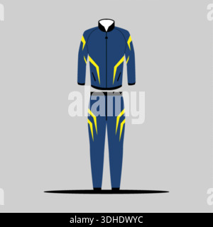 Illustrazione vettoriale della tuta sportiva blu e gialla. Illustrazione Vettoriale