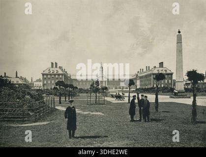 Chelsea Hospital, Londra. Storica fotografia in bianco e nero del Royal Hospital Chelsea Foto Stock