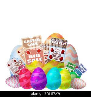 Illustrazione decorativa astratta dell'uovo di Pasqua con motivo ondulato colorato e grana su sfondo nero. Stile artistico moderno adatto a Easte Foto Stock