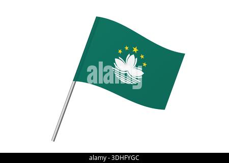 Bandiera di Macao - bandiera ondulata di paese, identità culturale e patrimonio. Rappresenta l'orgoglio nazionale e l'unità. Allarme vettoriale isolato su sfondo bianco. Illustrazione Vettoriale