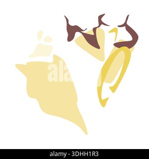 Combinazione di blobi astratti di crema delicata, marrone e giallo per un equilibrio organico surreale. Composizione di forme vettoriali per decorazioni con stampa di interni, moderne Illustrazione Vettoriale