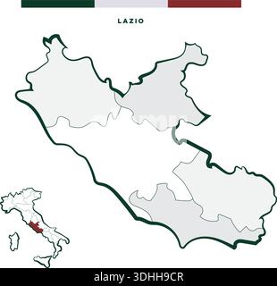 Regione Lazio in Italia - mappa vettoriale Illustrazione Vettoriale