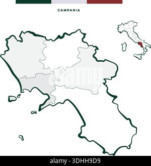 Regione Campania in Italia - mappa vettoriale Illustrazione Vettoriale