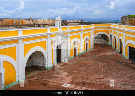 Cappella del Castillo San Felipe del Morro, un'antica fortezza coloniale spagnola situata all'ingresso della baia di San Juan a Porto Rico Foto Stock