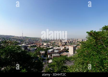 Vista panoramica di Erevan, la capitale dell'Armenia, Europa orientale Foto Stock