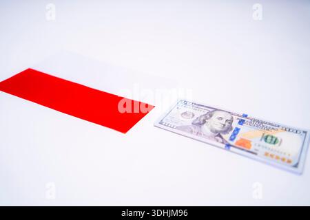 Bandiera dell'Indonesia e Dollaro americano concetto economico Foto Stock