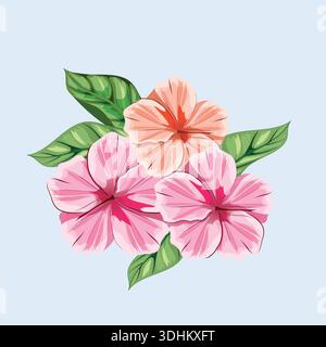 Ibiscus Icon Vector sospiro floreale isolato. Simbolo della spiaggia di Aloha fiore tropicale fioritura esotica di ibisco. Icona a fiore singolo per logo, timbro con stampa hawaiana Illustrazione Vettoriale