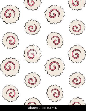 Modello senza cuciture vettoriale di Narutomaki disegnato a mano Illustrazione Vettoriale