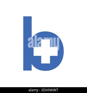 Logo moderno lettera B icona salute con stile medico pulito. Perfetto per ospedale, clinica, farmacia, benessere, branding sanitario, interfaccia utente dell'app, progettazione Web, Illustrazione Vettoriale