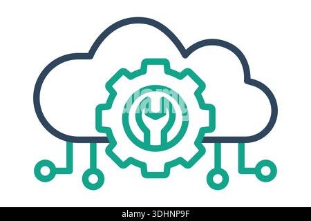 Icona servizi cloud. stile icona linea. icona relativa alla tecnologia. Supporta l'illustrazione vettoriale degli elementi Illustrazione Vettoriale