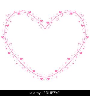 Cornice con bordo a forma di cuore rosa con motivo Love Hearts scintillante Illustrazione Vettoriale
