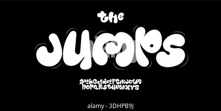 Carattere grassetto Logo alfabeto palloncino divertente Set di lettere tipografia moderna, design tipografico creativo titolo funky titolo Bubble Gum Headline Bouncy Type Illustrazione Vettoriale