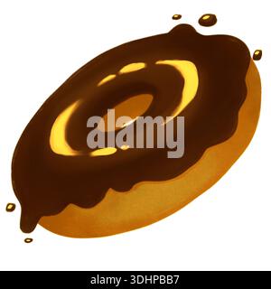 Illustrazione di ciambelle al cioccolato con glassa lucida isolata per l'uso nei dolci da forno Foto Stock