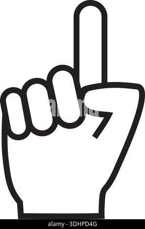 Mano con un dito rivolto verso l'alto con un'icona fissa. Mano con indice rivolto verso l'alto Illustrazione Vettoriale