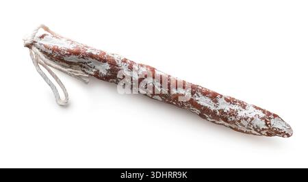 salsiccia secca su fondo bianco isolato Foto Stock