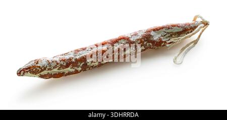 salsiccia secca su fondo bianco isolato Foto Stock