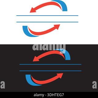 Frecce curve calde, fredde, rosse e blu. Simboli di direzione della temperatura a due vie. Isolato su sfondo bianco Illustrazione Vettoriale