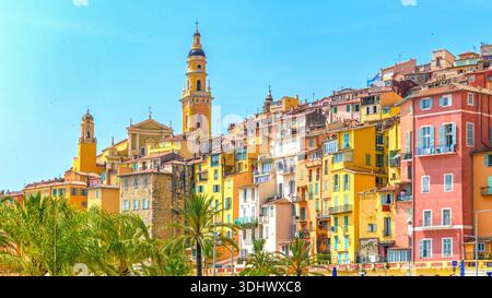 Vista panoramica di Mentone sulla Costa Azzurra Foto Stock