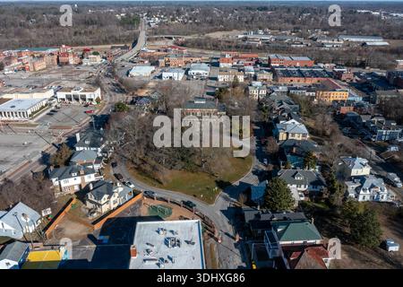 Vista aerea delle dimore storiche al Centre Hill Court di Petersburg, Virginia Foto Stock
