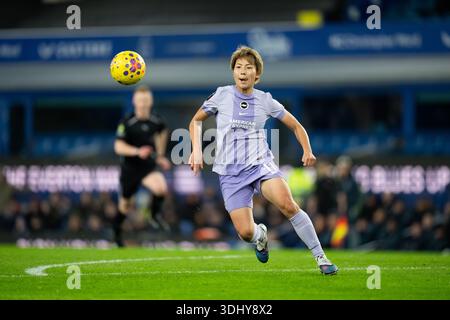 REGNO UNITO. 23 gennaio 2026. Everton FC V Brighton FC Barclays Womens Super League GOODISON PARK INGHILTERRA - 23 gennaio 2026 Kiko Seike di Brighton durante la partita di Barclays Women's Super League tra Everton FC e Brighton FC al Goodison Park il 23 gennaio 2026 a Liverpool, Inghilterra. Crediti: ALAN EDWARDS/Alamy Live News Foto Stock