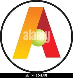 Abstract Un logo Letter con colori verde sfera e sfumatura Modern Branding Design Illustrazione Vettoriale