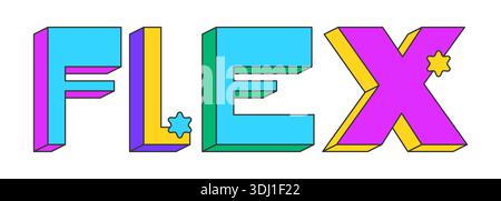 Crea un design di testo 3D divertente Illustrazione Vettoriale