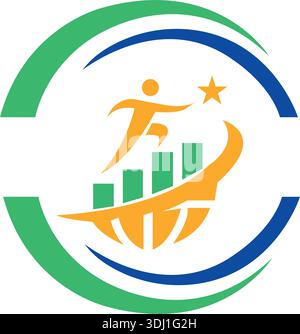 Logo vettoriale con un uomo che detiene una pianta e un logo terra Illustrazione Vettoriale