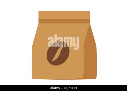 Illustrazione minimalista del sacchetto del caffè su sfondo bianco Illustrazione Vettoriale
