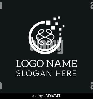 Tech Logo Design Modern Digital Technology Vector. Illustrazione Vettoriale