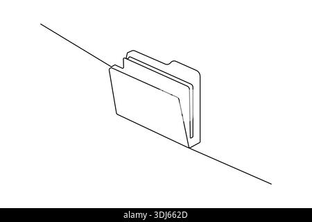 Cartella dei file vettoriale continuo di disegno a una linea per i documenti aziendali e l'illustrazione dell'area di lavoro Illustrazione Vettoriale