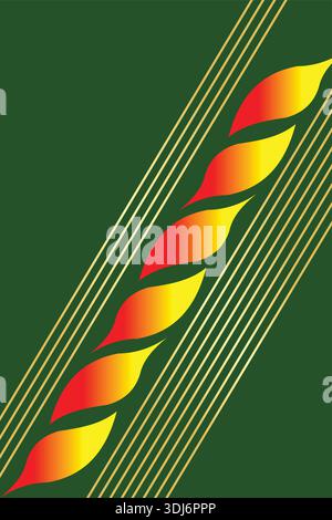 Elegante modello decorativo verde e rosso con dettagli dorati – Design ornamentale di lusso Illustrazione Vettoriale