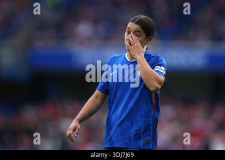 LONDRA, Regno Unito - 24 gennaio 2026: Sam Kerr del Chelsea reagisce durante la partita di Super League femminile tra Chelsea FC Women e Arsenal Women FC allo Stamford Bridge (credito: Craig Mercer/ Alamy Live News) Foto Stock