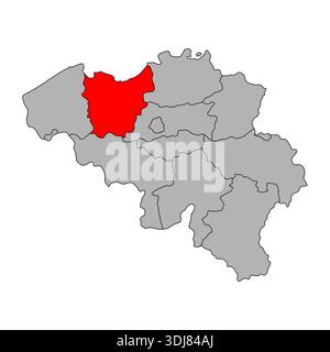 Fiandre Orientali del Belgio simbolo della mappa, icona del concetto piatto di viaggio illustrazione vettoriale . Illustrazione Vettoriale