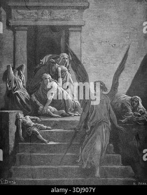 Le piaghe egiziane, strangolamento del primogenito, storia, esodo, secondo Libro di Mosè, capitolo 12, versetto 29, Bibbia, Antico Testamento, decima peste, Dio Foto Stock