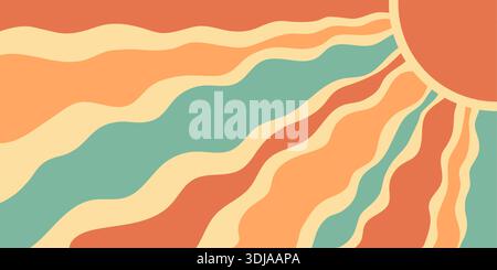 Raffica solare retrò con raggi ondulati Illustrazione Vettoriale