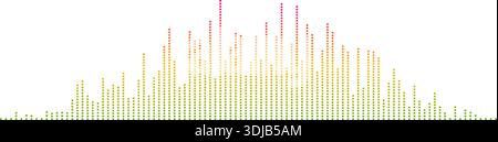 Design a forma di equalizzatore astratto giallo verde. Musica tratteggiata elemento a onde sonore. Informazioni sulla visualizzazione del segnale radio audio. Schema di linea dell'assistente vocale digitale brillante. Lettore di brani musicali di esempio. Vettore Illustrazione Vettoriale