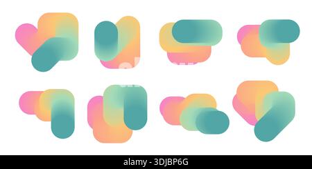 Set di linee 3d astratte. Linee geometriche di blend di sfumatura Illustrazione Vettoriale