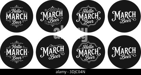 Set di tre icone circolari antibatteriche in bianco e nero con simboli di virus e batteri, isolate su sfondo bianco. Illustrazione Vettoriale