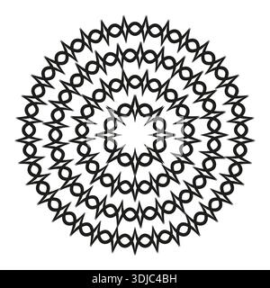 Ripetizione geometrica circolare. Design astratto della catena. Ornamento decorativo Vector. Elemento arrotondato simmetrico. EPS 10. Illustrazione Vettoriale