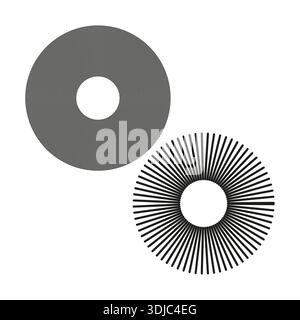 Vettore circolare orbitale professionale. Schemi radiali dei raggi. Simboli della ruota simmetrica. Elementi grafici geometrici rotondi. EPS 10. Illustrazione Vettoriale